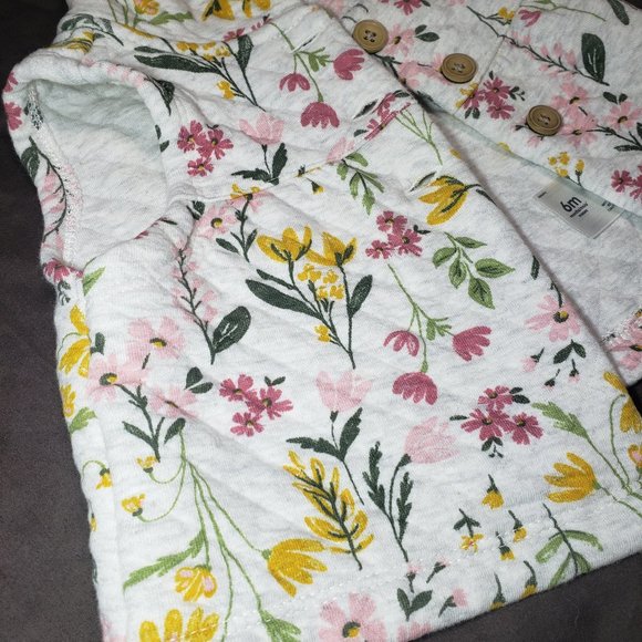 Floral Vest With Hood Quilted Design Button Up Carters Size 6 Month Size - Picture 4 of 6